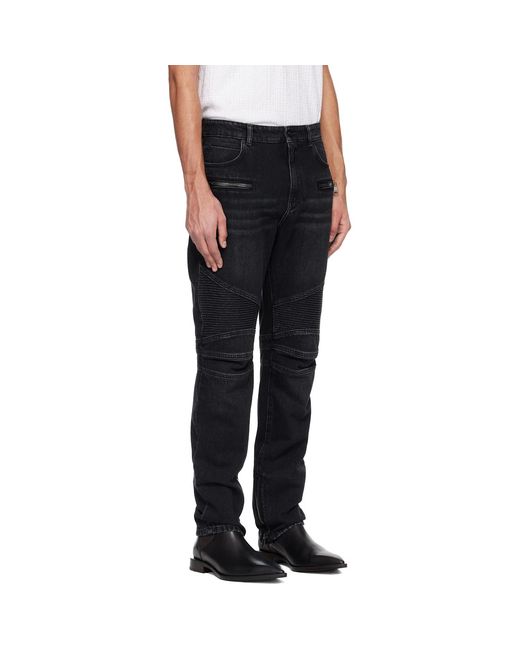 Balmain Black Vintage Denim Biker Jeans for men