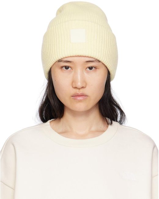 The North Face White Patch Beanie in Natural | Lyst UK