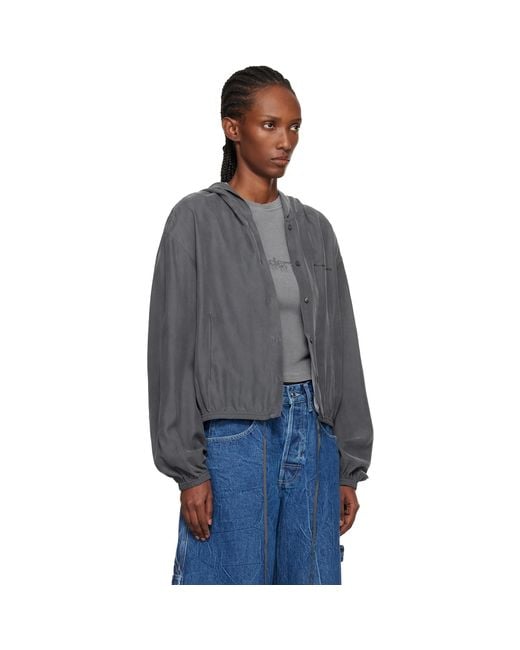 Alexander Wang Blue Cropped Silk Hoodie