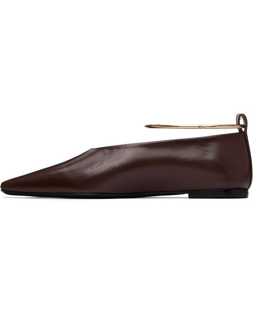Jil Sander Brown Burgundy Ring Ballerina Flats