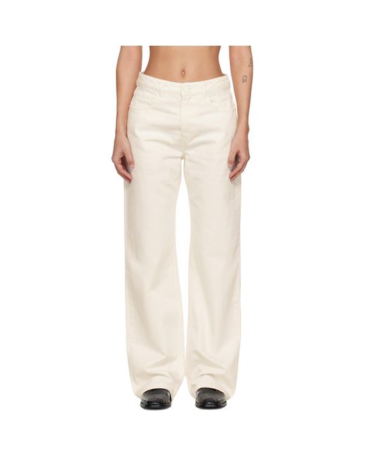 AMI White Off- Cotton Large Fit Jeans