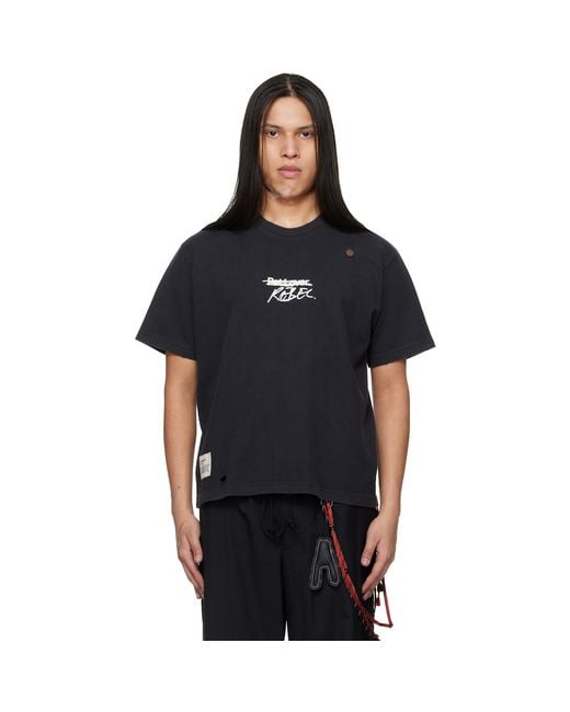 Song For The Mute Black Birkenstock Edition 'The Rebel' Distressed T-Shirt for men