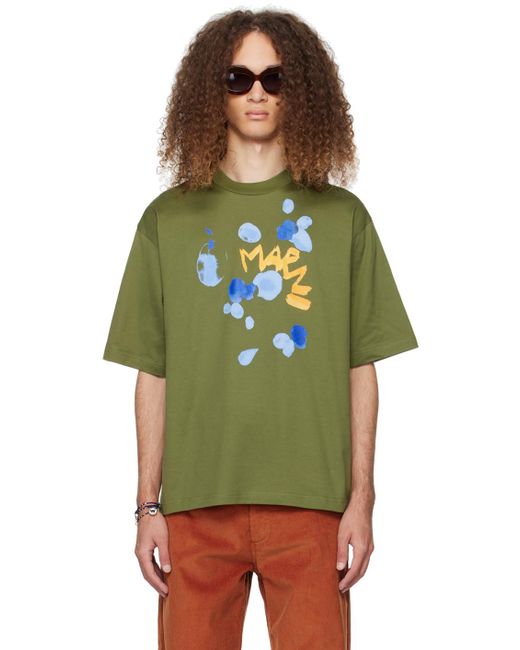 メンズ Marni ーン Dripping Flower Tシャツ Green