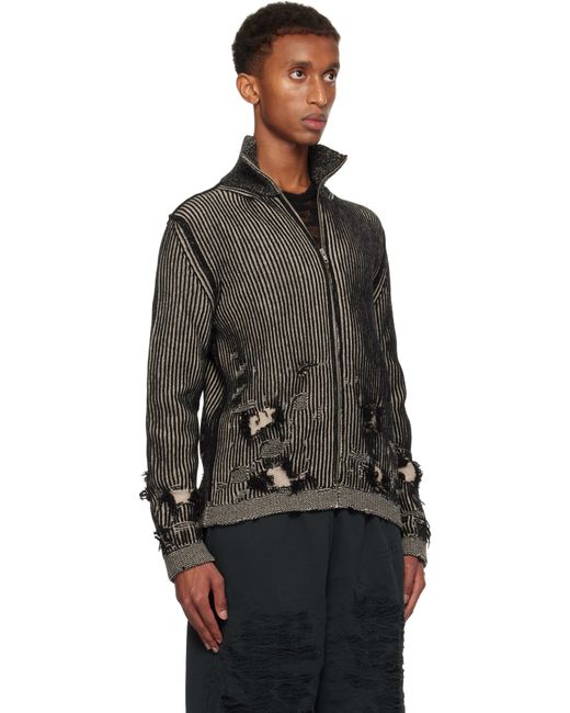 MM6 by Maison Martin Margiela Black Ribbed Wool Cardigan for men