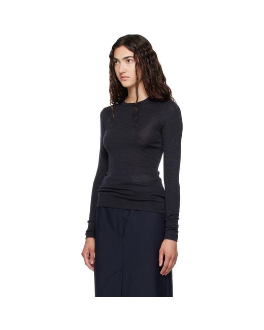 Rohe Black Fine Merino Long Sleeve T-Shirt