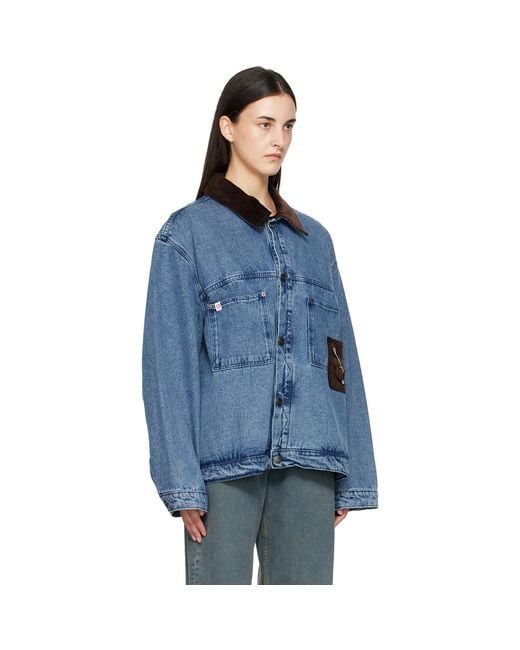 Charles Jeffrey Blue Corduroy Collar Denim Jacket