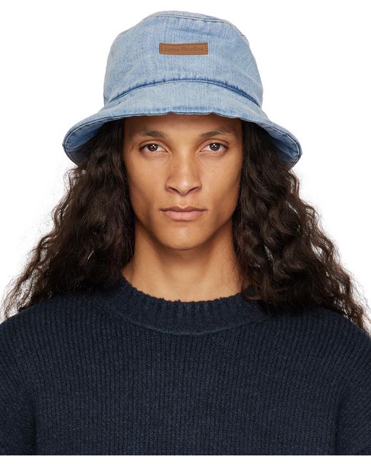 Acne Blue Padded Denim Bucket Hat for men