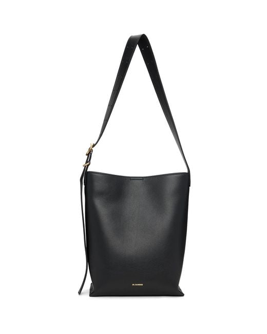 Jil Sander Black Cannolo Tote