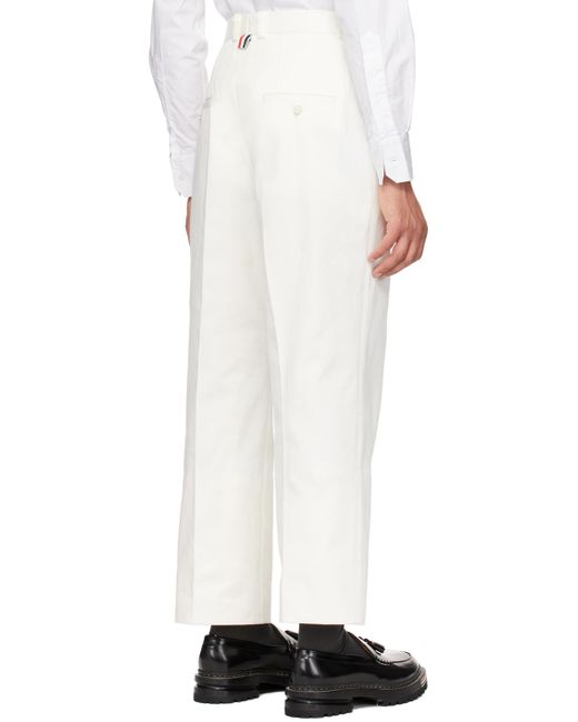 Thom Browne White Rolled Cuff Trousers for men