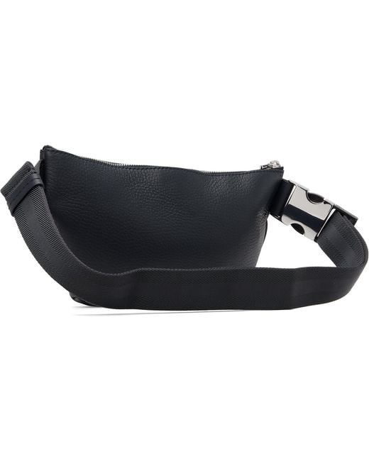 Boss Black Leather Belt Bag for men