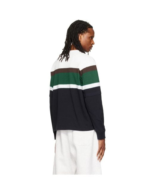 Sacai Green Chusen-Dyed Cotton Jersey L/S T-Shirt for men