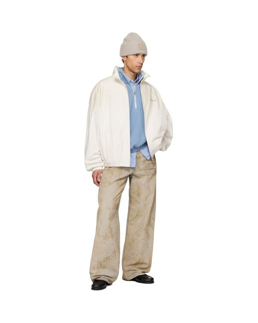 Acne White Off- Logo Zipper Jacket for men