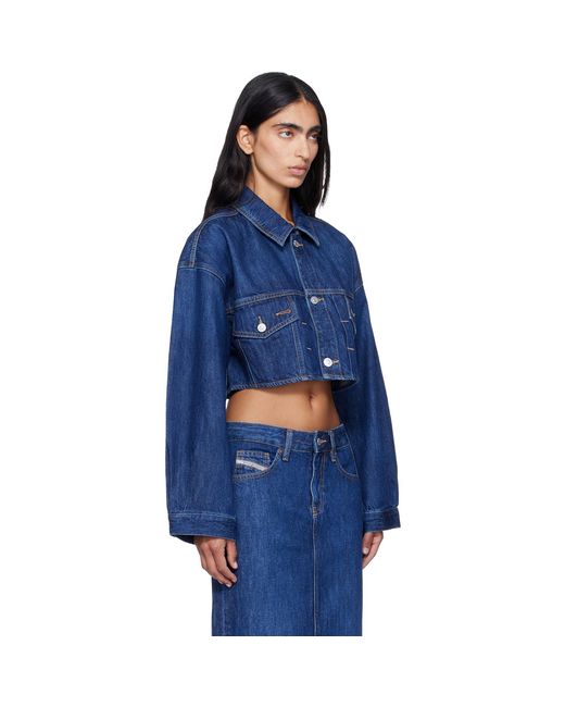 DIESEL Blue Cropped Oversized Denim Trucker Jacket
