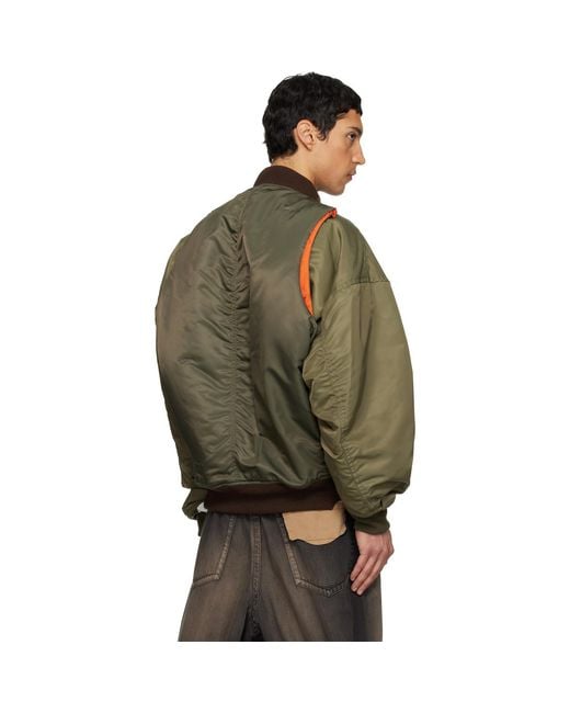 Maison Mihara Yasuhiro Green Vest Combined Flight Bomber Jacket for men