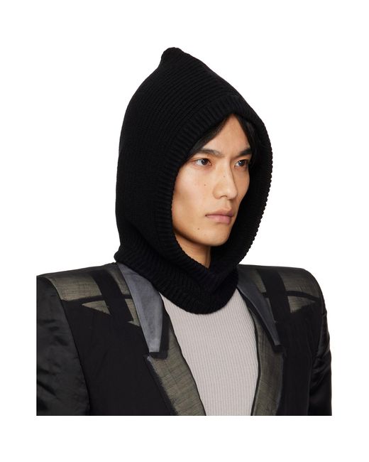 Rick Owens Black Concordians Cashmere Hood for men