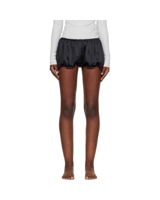 Skims Black Lightweight Satin Bloomer Shorts