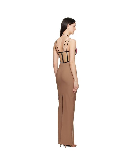 Nensi Dojaka Black Tan & Leila Signature Corset Maxi Dress