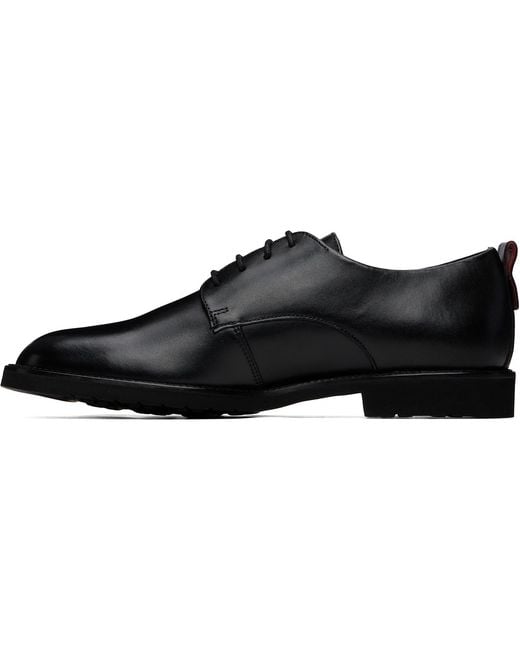 HUGO Black Leather Brogue Details Derbys for men