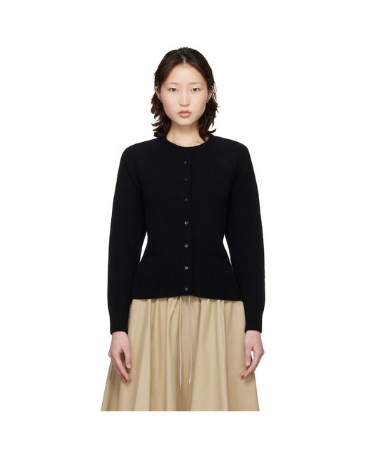 Cordera Black Merino Wool Open-Back Cardigan