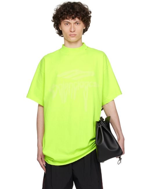 Balenciaga Green 3B Liquefied Oversized T-Shirt for men