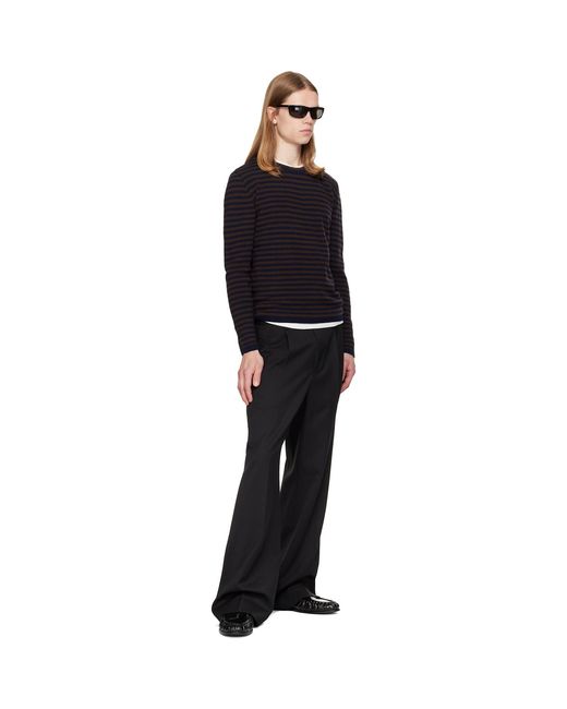 TONYWACK Black Merino Wool Essential Stripe Sweater for men