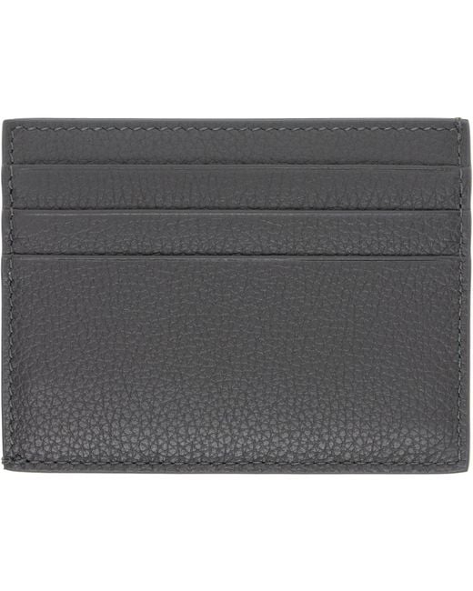 Thom Browne Gray Soft Pebble Grain Note Compartment Card Holder for men