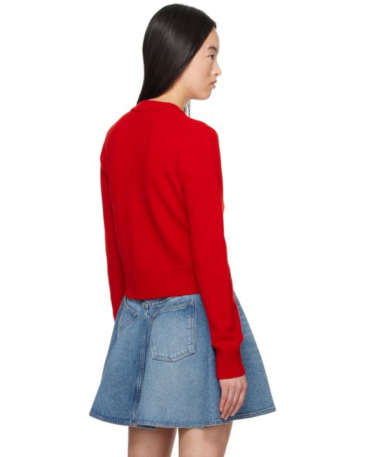 AMI レッド Ami De Coeur ウールニット クルーネック カーディガン Red