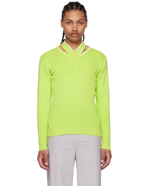 Y. Project Yellow Green Cutout Sweater for men