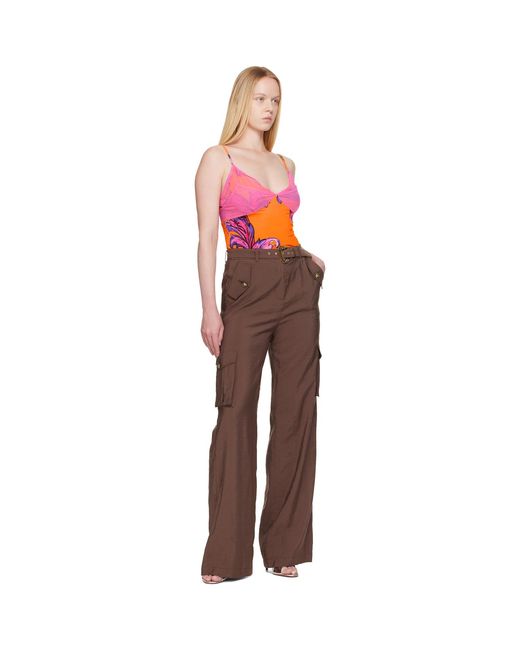 Versace Jeans Couture Brown Baroque Buckle Cargo Pants