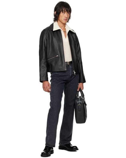 sunflower Black Triumph Leather Jacket for men