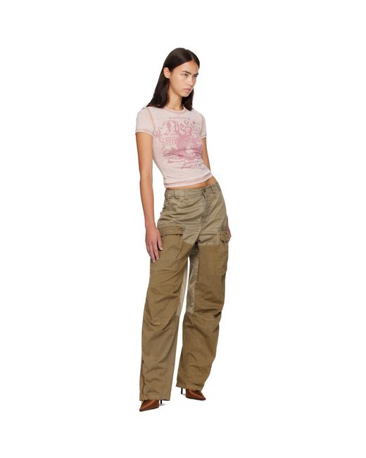 DIESEL Green Khaki Cotton & Nylon Cargo Pants