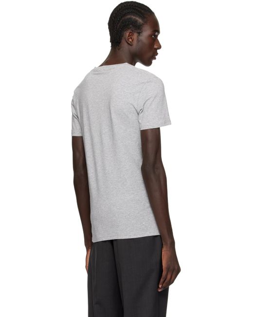 T-shirt gris à col en v Zegna pour homme en coloris Black