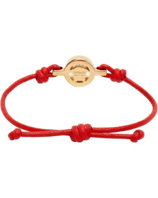 Versace Red Medusa '95 Leather Bracelet for men