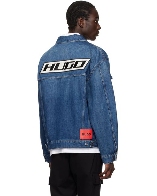 HUGO Blue Indigo Relaxed-fit Denim Jacket for men