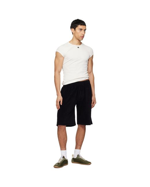 Courreges Black Spongy Sports Shorts for men