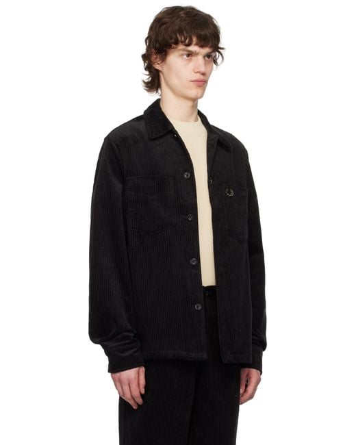 Fred Perry Black Corduroy Overshirt for men