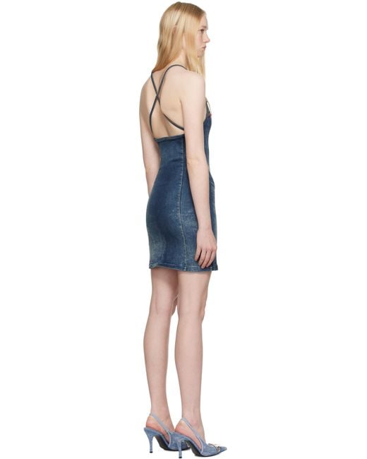 国内直営【DIESEL】DE-PILU-DRESS-S デニムミニドレス 送料込 Blue De-Pilu-Dress-S Denim Minidress by Diesel on Sale