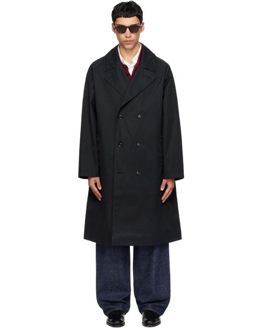 Nanamica メンズ ブラック 2L Gore-Tex コットン ダブルブレスト コート