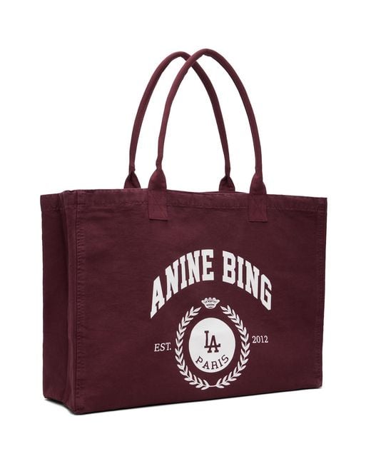 Anine Bing Red Leo Canvas Collegiate Tote