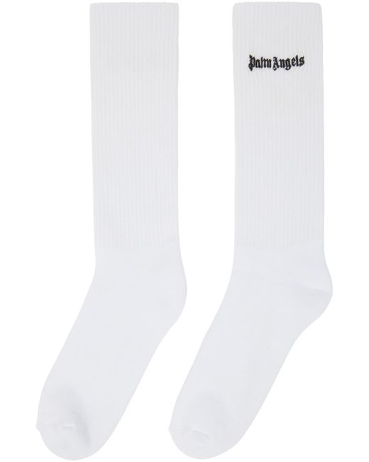 Palm Angels White Embroidery Logo Socks for men