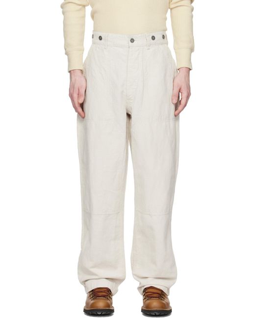 Nigel Cabourn White Off- Carpenter Trousers for men