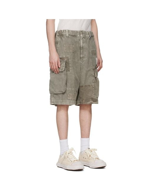 Maison Mihara Yasuhiro Multicolor Taupe Repaired Cargo Shorts for men