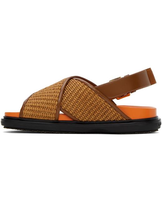 Marni Black Brown & Orange Fussbett Criss-cross Sandals
