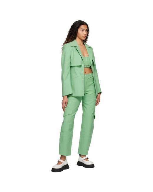 Ganni Green Suiting Tank Top