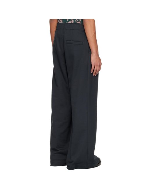 Dries Van Noten Black Pleated Sweatpants for men