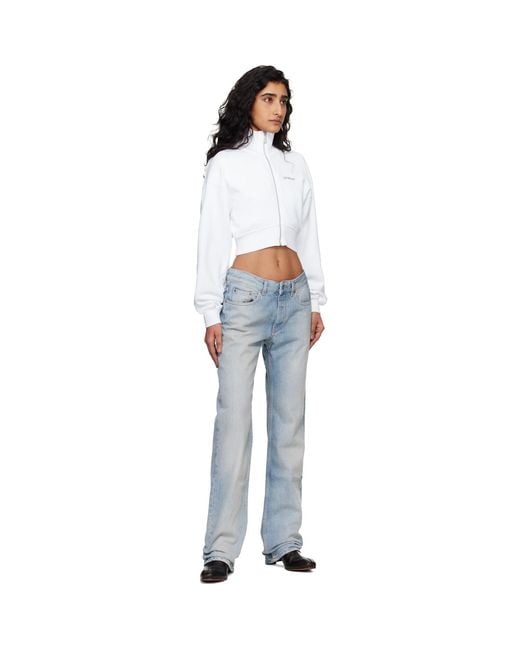 Off-White c/o Virgil Abloh White Arrow Glowing Flower Crop Zip Jacket