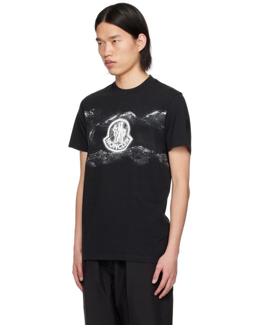 T-shirt lavé en pièce noir Moncler pour homme en coloris Black