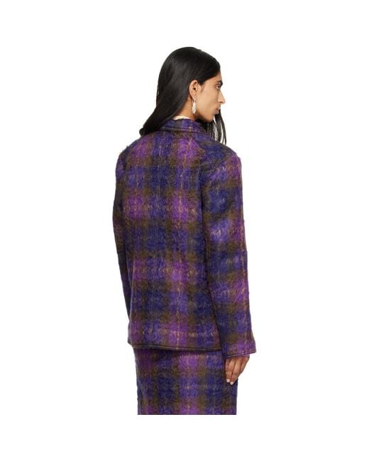 RESCHA Purple Ssense Exclusive Checked Jacket
