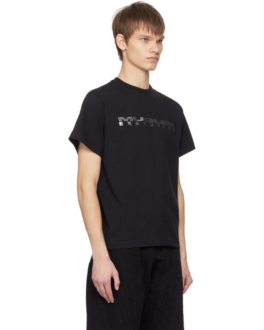 Mugler Black Appliqué T-shirt for men