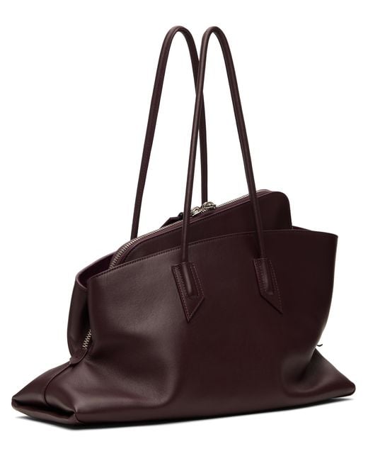 The Attico Brown Burgundy 'La Passeggiata Medium' Top Handle Bag